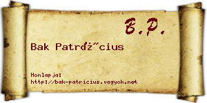 Bak Patrícius névjegykártya